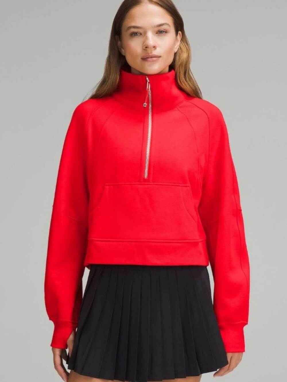 Lululemon Athletica Scuba Oversized Funnel Neck True Red Half-Zip Pullover M/L
